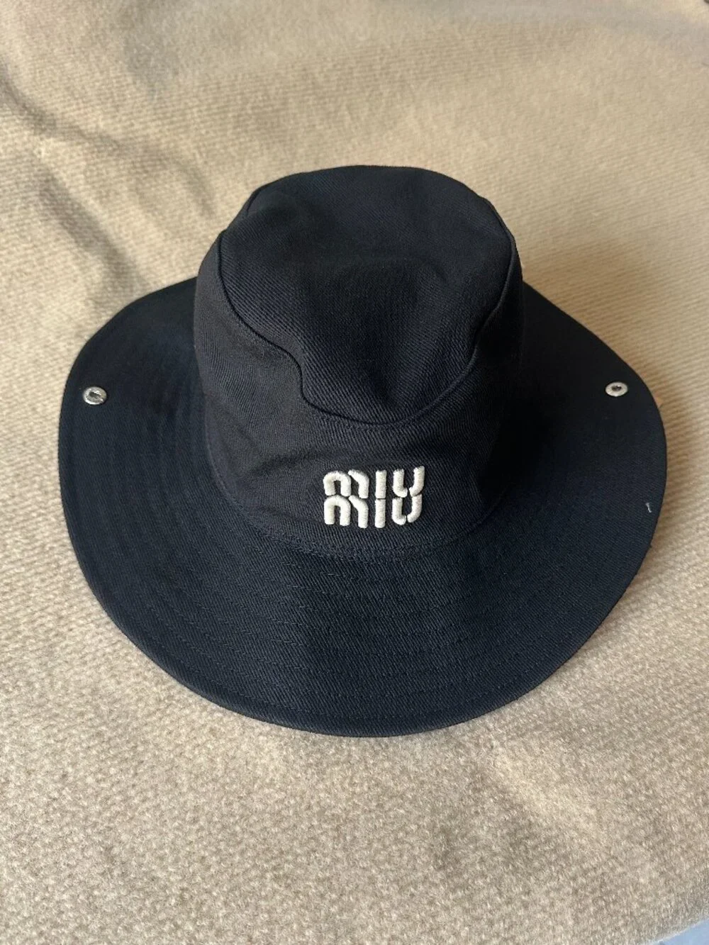 Miu Miu Embroidered Logo Cotton Outdoor Fisherman Hat